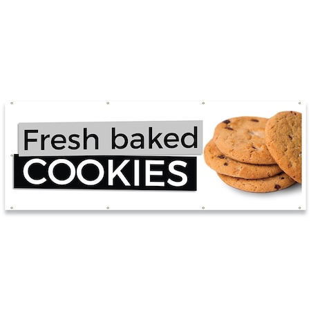Signmission Fresh Baked Cookies Banner Concession Stand Food Truck Single Sided B-96-30064